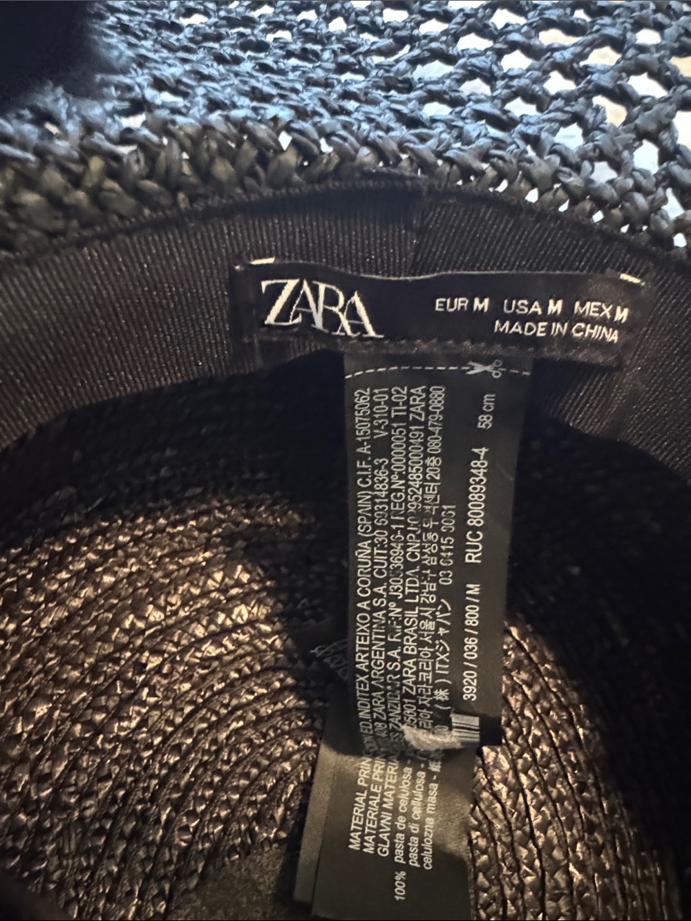Zara Black Straw Wide-Brimmed Hat w/ Decorative Flowers - Picture 7 of 8